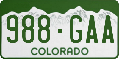 CO license plate 988GAA