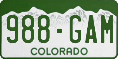 CO license plate 988GAM