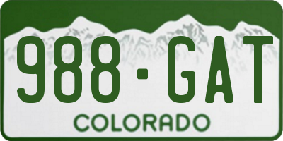 CO license plate 988GAT
