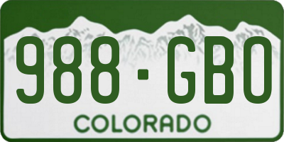 CO license plate 988GBO