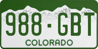 CO license plate 988GBT