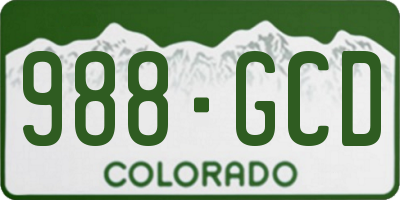 CO license plate 988GCD