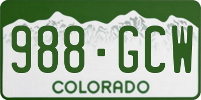 CO license plate 988GCW