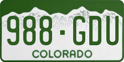 CO license plate 988GDU