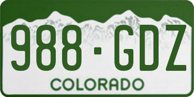 CO license plate 988GDZ