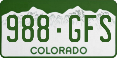 CO license plate 988GFS