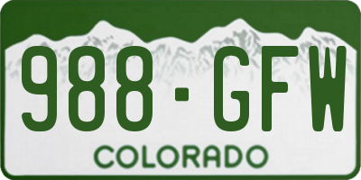 CO license plate 988GFW
