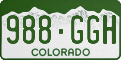 CO license plate 988GGH