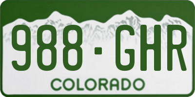 CO license plate 988GHR