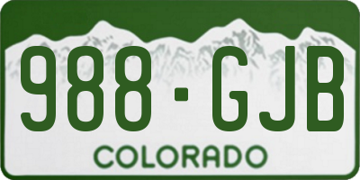 CO license plate 988GJB