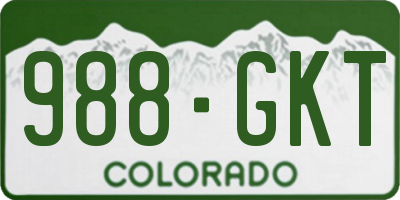 CO license plate 988GKT