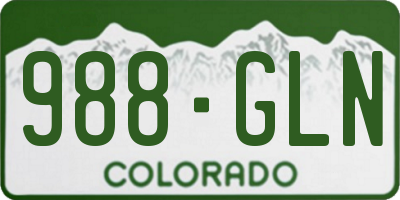 CO license plate 988GLN