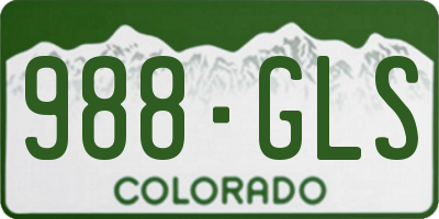 CO license plate 988GLS