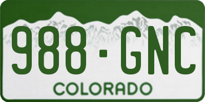 CO license plate 988GNC