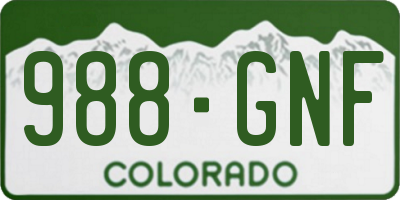 CO license plate 988GNF
