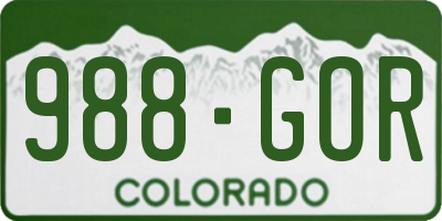 CO license plate 988GOR