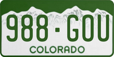 CO license plate 988GOU