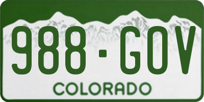 CO license plate 988GOV