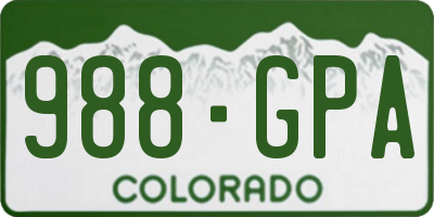 CO license plate 988GPA