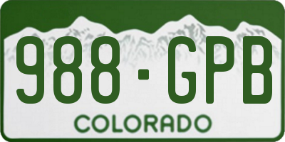 CO license plate 988GPB