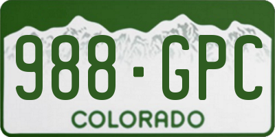 CO license plate 988GPC