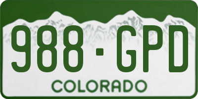 CO license plate 988GPD