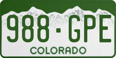 CO license plate 988GPE
