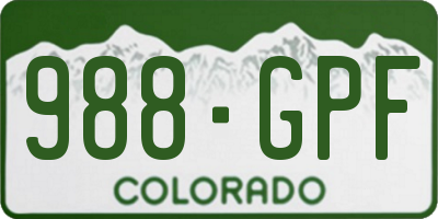 CO license plate 988GPF