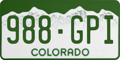 CO license plate 988GPI
