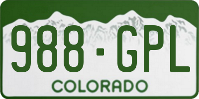 CO license plate 988GPL