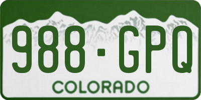CO license plate 988GPQ
