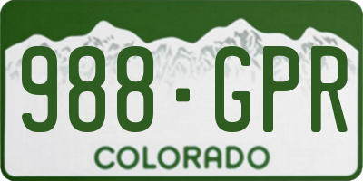 CO license plate 988GPR