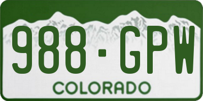 CO license plate 988GPW