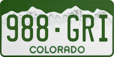 CO license plate 988GRI