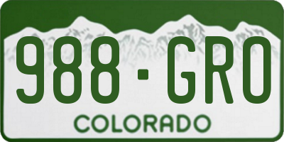 CO license plate 988GRO