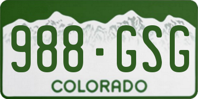 CO license plate 988GSG