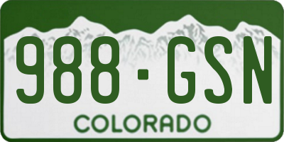 CO license plate 988GSN