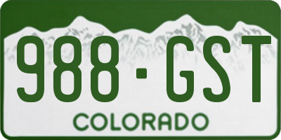 CO license plate 988GST