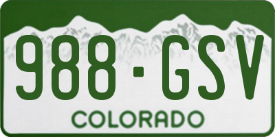 CO license plate 988GSV