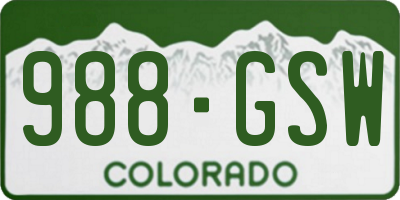 CO license plate 988GSW