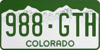 CO license plate 988GTH