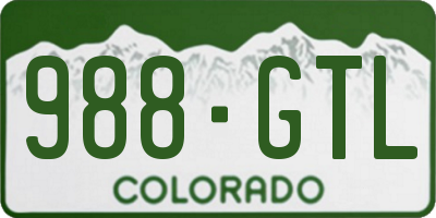 CO license plate 988GTL