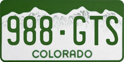 CO license plate 988GTS