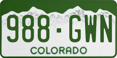CO license plate 988GWN