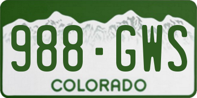 CO license plate 988GWS