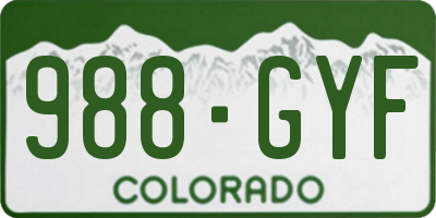 CO license plate 988GYF