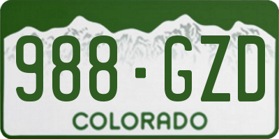 CO license plate 988GZD