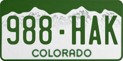 CO license plate 988HAK