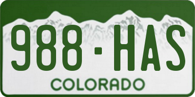 CO license plate 988HAS