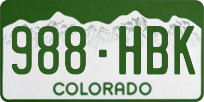 CO license plate 988HBK